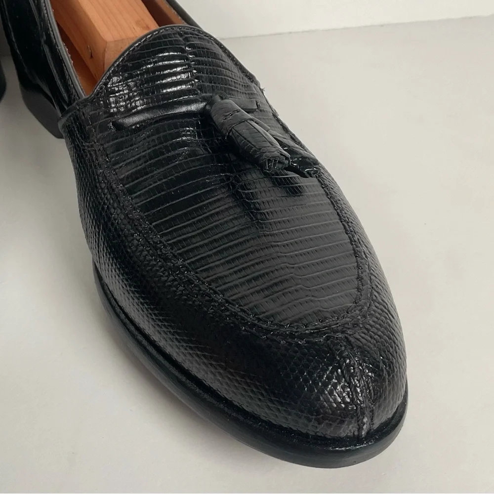 Zelli Italia | Teju Lizard Tassel Loafers | Black | Men’s 9 M